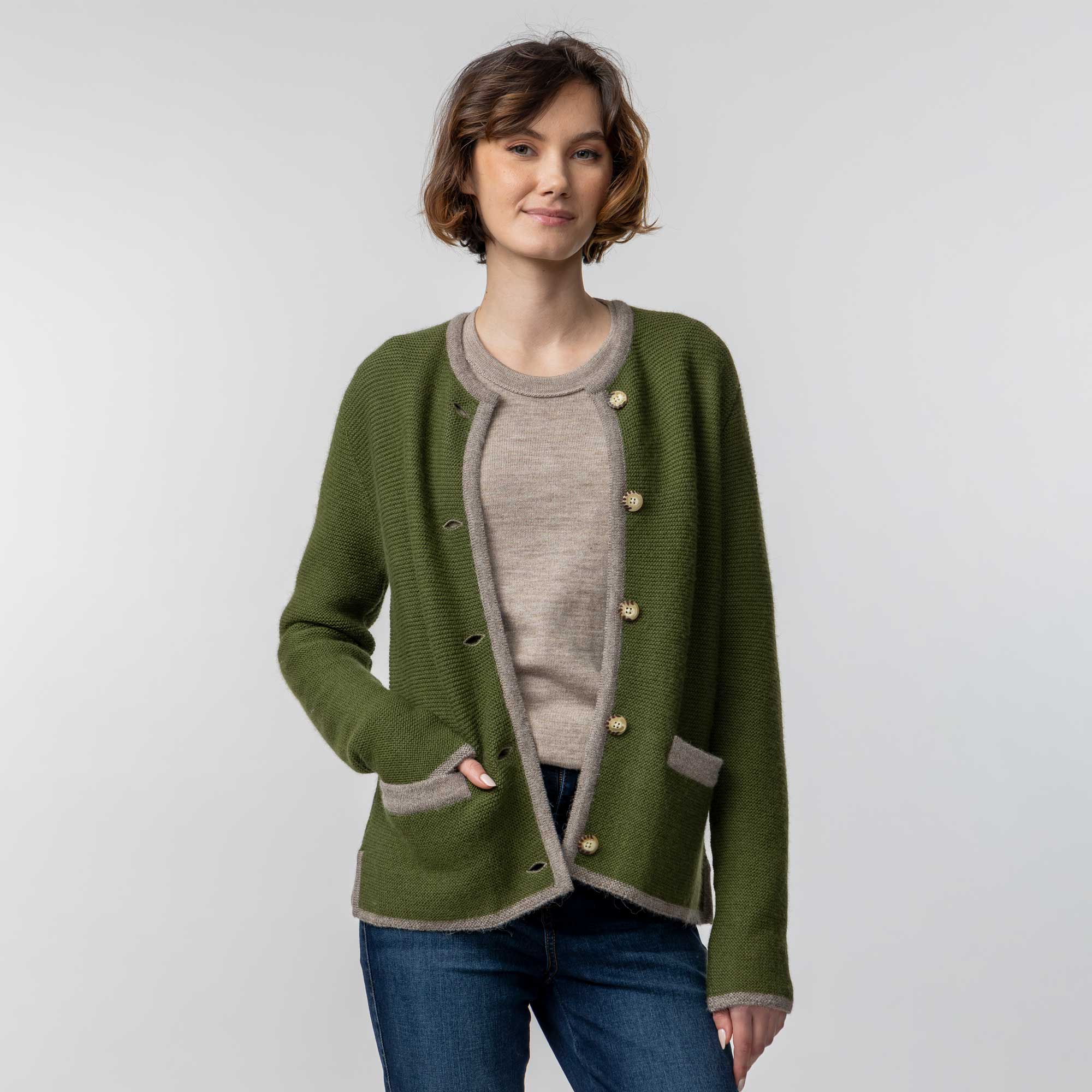 Alpaca Fashion - alicia adams alpaca Innsbruck Cardigan - Hunter Taupe Alpaca Wool Cardigan