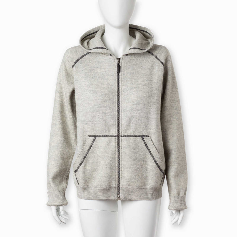 Women's Alpaca Wool Front Zip Hooded Sweater - A Casual, Cozy & Comfortable  Hoodie