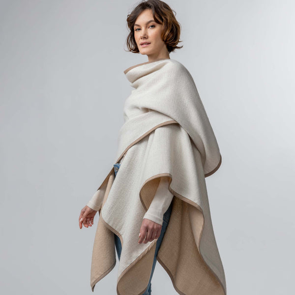 alpaca fashion - alicia adams alpaca reversible vienna cape - alpaca wool Ivory Beige