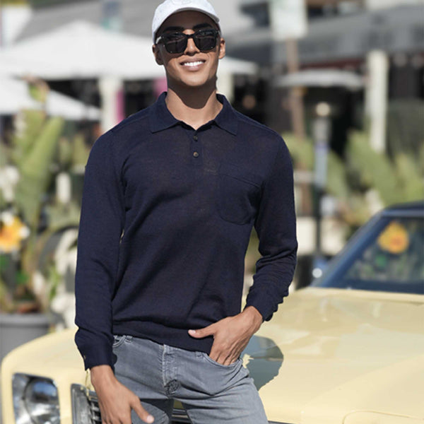 トップス i SHII Clubman Polo Short-Sleeved Polo in Navy Pima Pique | Shop Sid Mashburn
