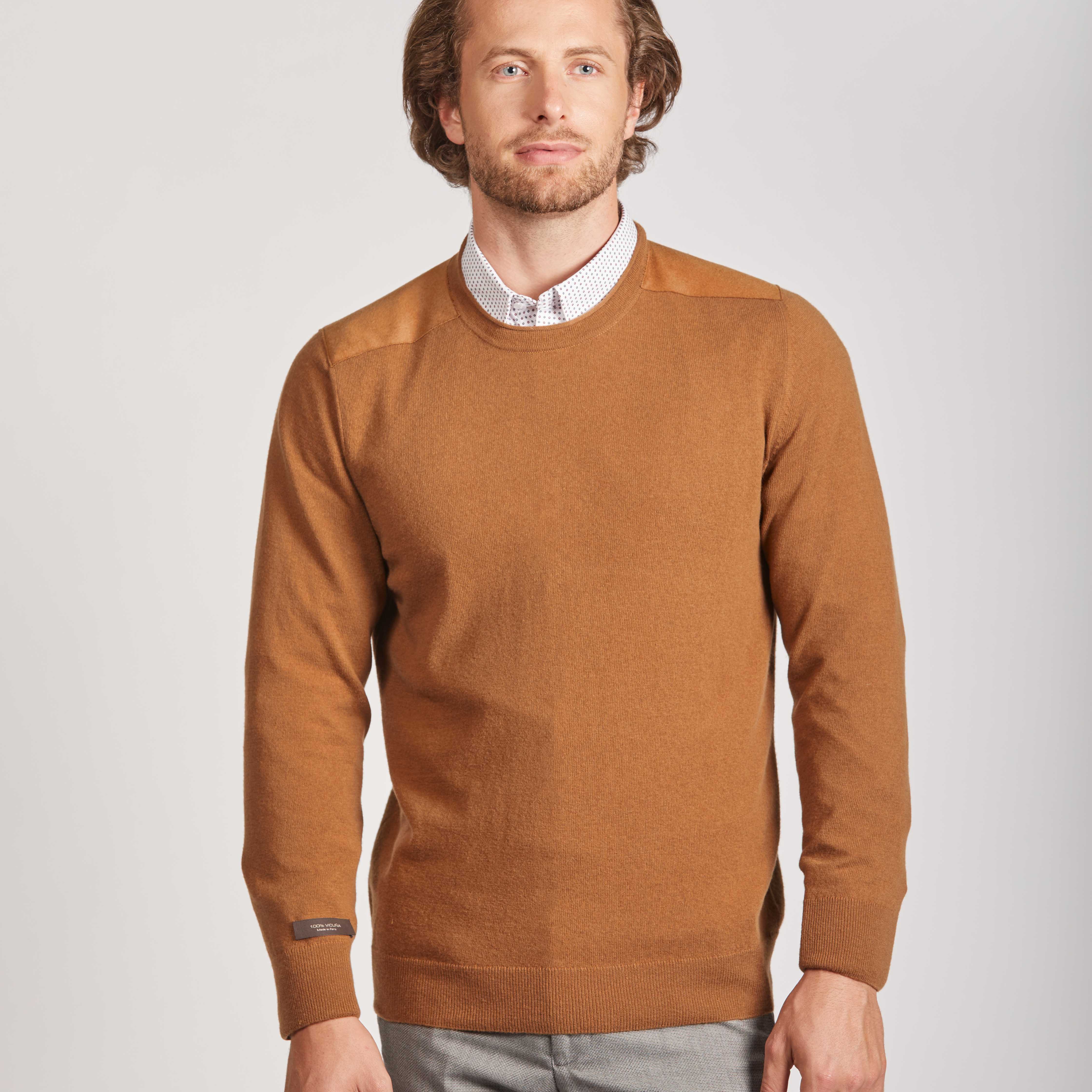 Buy Vicuña Saddle Shoulder Crew Neck For Men | Luxury Vicuña Men's