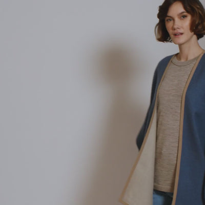 alpaca fashion - alicia adams alpaca reversible vienna cape - alpaca wool blue light taupe