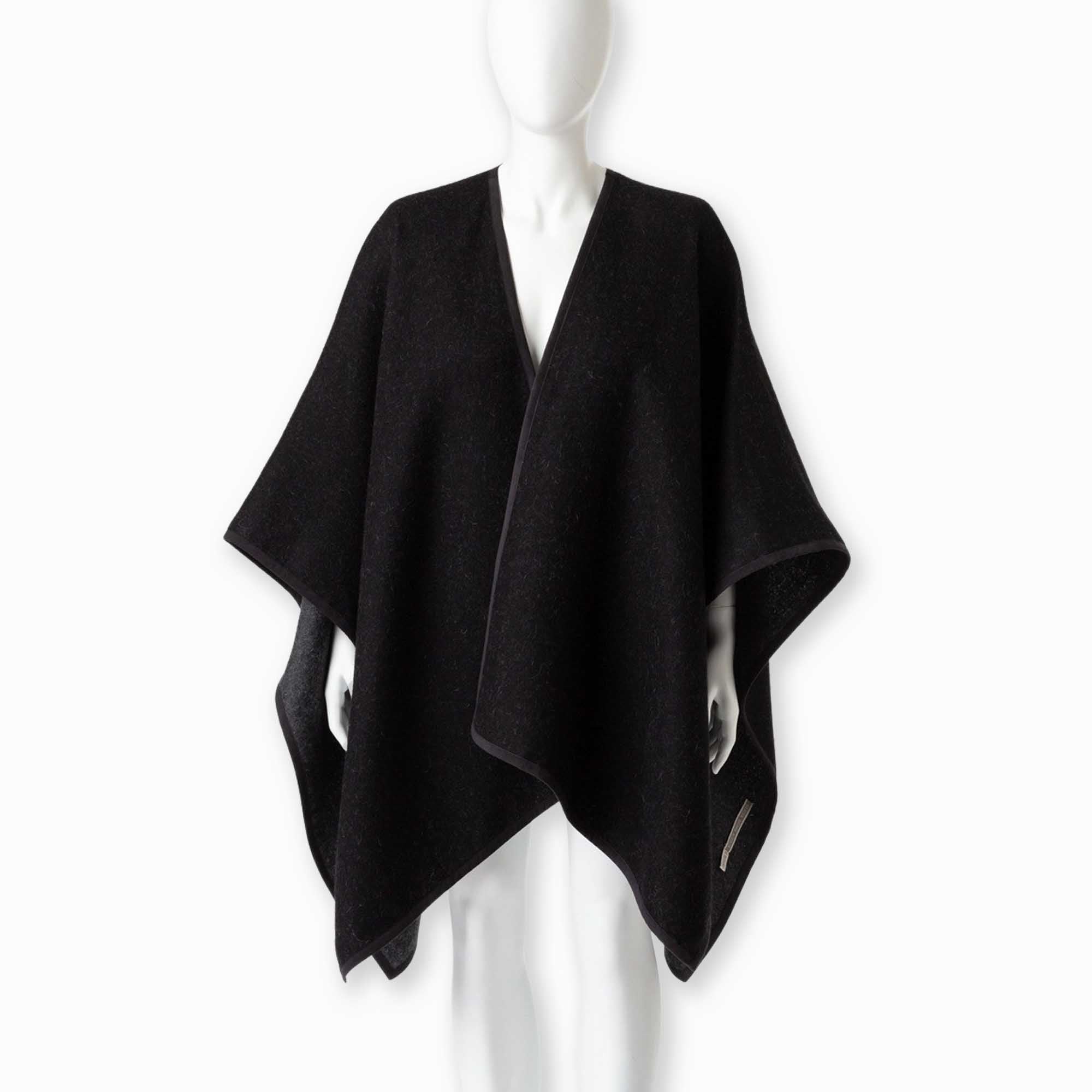 alpaca fashion - alicia adams alpaca reversible vienna cape - alpaca wool black