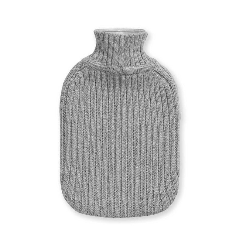 Hot water bottle cover virgin wool, Natural white/light gray